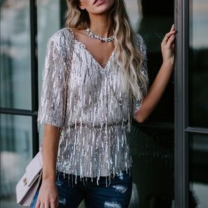 Vici sequin peplum top